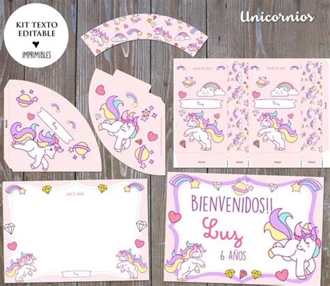 Kit Imprimible Unicornios Solo Textos Editables En Venta En Santa Fe