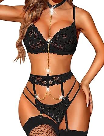 Amazon Rslove Lingerie Sets For Women Sexy Naughty With Garter Belt Piece Push Up