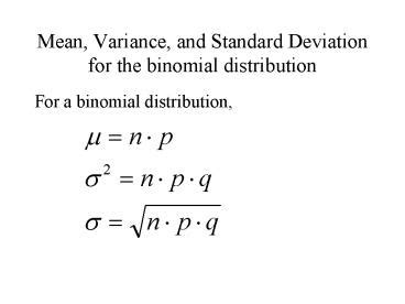 Ppt Binomial Formula Mean And Standard Deviation Powerpoint Hot Sex