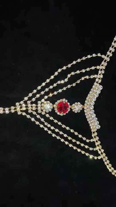 Sexy Red Rhinestone Underwear Crystal Heart Pendant Waist Belly Bikini Chain Diamond Body Chain