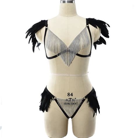 Coordonné lingerie JLX HARNESS Soutien Gorge Sexy en Dentelle Blanche avec Perles Bondage