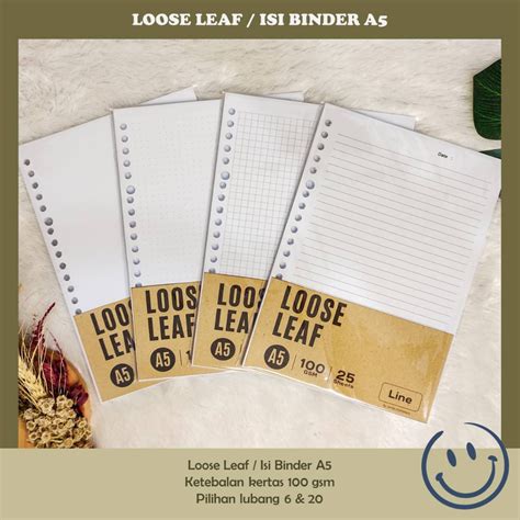 Jual Loose Leaf Refill Binder Isi Kertas File Buku Notebook Putih A