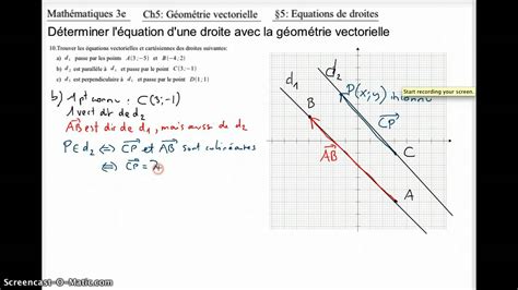 Ma3 Géométrie vectorielle un exemple d équation de droite du plan