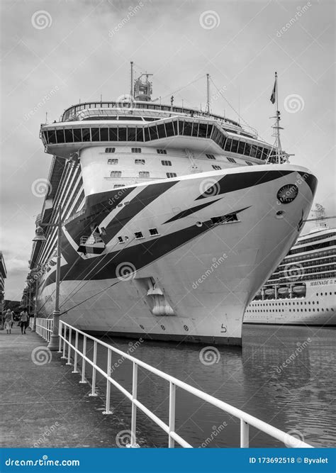 Cruise Ship MV Britannia at the Pier in the Port of St. Johns, Antigua