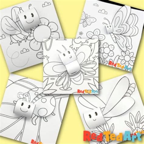 3d Coloring Pages Insects - Bee, Butterfly, Ladybug, Firefly & Dragonfly