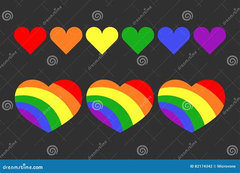 Corazones Gay Del Arco Iris Del Vector LGBT Fijados Ilustración del Vector Ilustración de