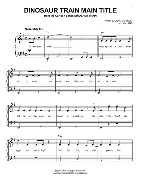 Craig Bartlett 'Dinosaur Train Main Title' Sheet Music Notes, Chords ...