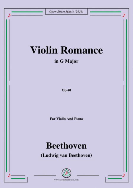 Beethoven Violin Romance In G Major Op For Violin And Piano Arr