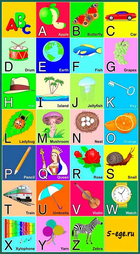 английский алфавит для детей Action Words, Xylophone, Ladybug, Stuffed ...