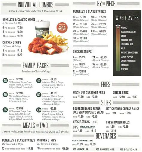 Wingstop Menu Menu Podniku Wingstop University City Charlotte