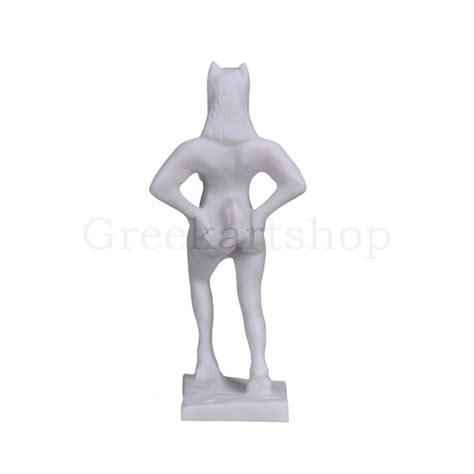 Satyr Faunus Faun Phallus Nude Male Greek Alabaster Statue Sculpture
