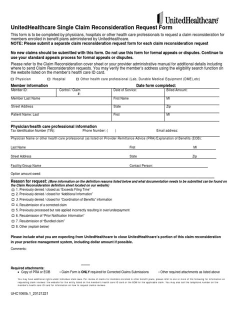 Unitedhealthcare Reconsideration Form 2023 Printable Forms Free Online