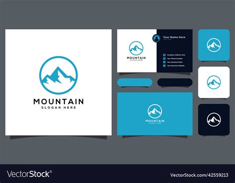 Mountain Logo Design And Business Card Royalty Free Vector