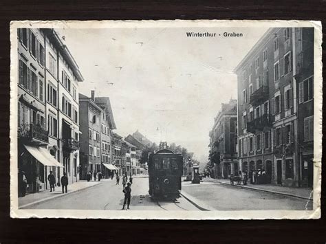 WINTERTHUR Graben Tram Strassenbahn Belebt 1918 Kaufen Auf Ricardo