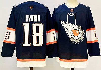 Edmonton Oilers 18 Zach Hyman Hockey Jersey All Stitched Size L 52 EBay