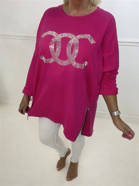 Hot Pink Cc Logo Zip Top Sparkles Boutique