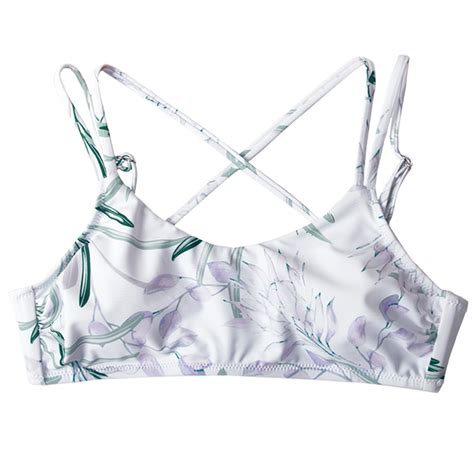 Floral Double Straps Crisscross Bikini Top