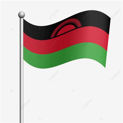 Malawi Wavy Flag Pole Vector Malawi Flag Pole Flag Malawi Day Png