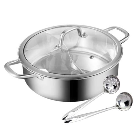 304 Stainless Steel Shabu Shabu Dual Sided Hot Pot W Lid And 2 Ladles About Your Chair Covers