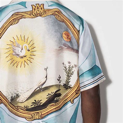 Mua Áo Sơ Mi Nam Amiri Landscape Frame Bowling Shirt Màu Trắng Xanh
