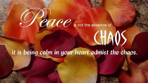 Peace Isnt The Absence Of Chaos Its Being Calm In Your Heart Admist The Chaos The Absence