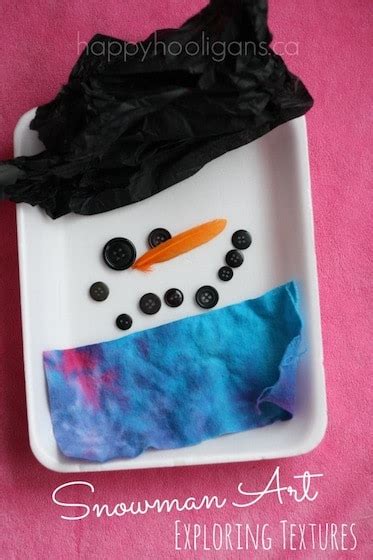 Snowman Art Project with Styrofoam Trays - Happy Hooligans