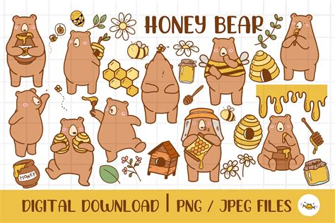 Bear Honey Clipart Graphic by auntiesduck · Creative Fabrica