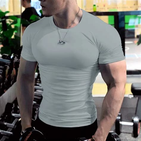 Men S Summer Short Sleeve Fitness T Shirt Running Sport Gym Muscle T Shirts Oversized Workout