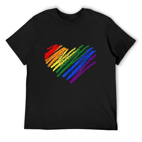 Hand Drawn Heart Gay Pride Flag Lgbt Lgbtq Rainbow Heart T Shirt Black Large Walmart