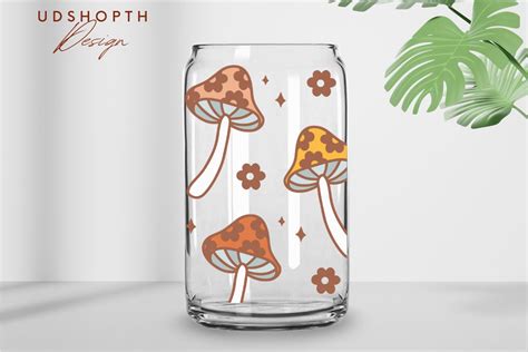 Retro Mushrooms Flowers Beer Can Glass Svg Boho Mushroom Etsy