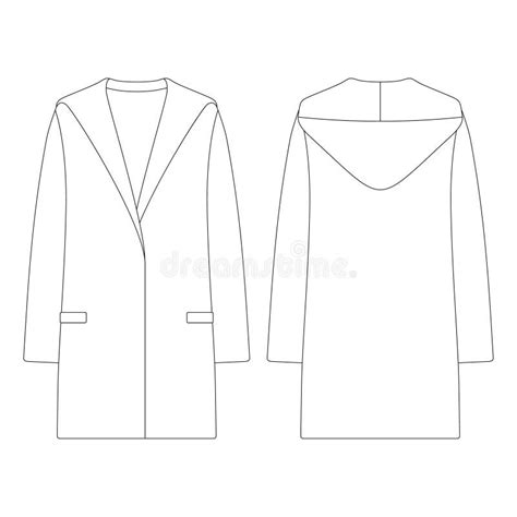 Template Women Long Hooded Cardigan Vector Illustration Flat Design