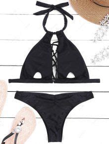 Lacing Cut Out Halter Bikini Set In BLACK ZAFUL 2026
