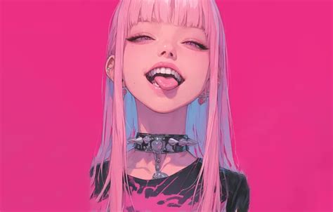 Girl Anime Blonde Tongue X