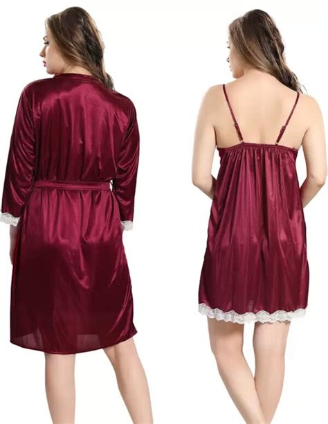 Thumka Maroon Nighty Set Sleepwear Dress Sett Sexy Nighty Hot Nighty Maxi For Women JioMart