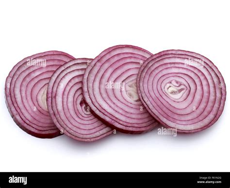 Sliced Red Onion Rings Isolated On White Background Cutout Stock Photo