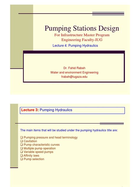 pumping stations design lecture   pump hydraulics