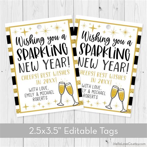 New Year S Gift Tags Template Editable Printable Etsy