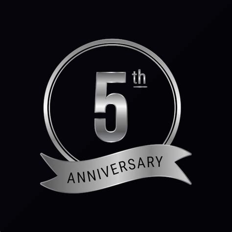 Premium Vector 5th Anniversary Logo Silver Color For Celebration