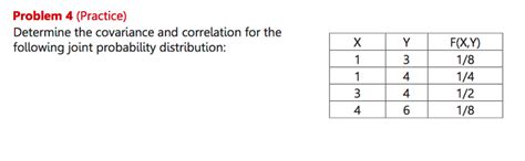 Solved Problem Practice Determine The Covariance And Chegg