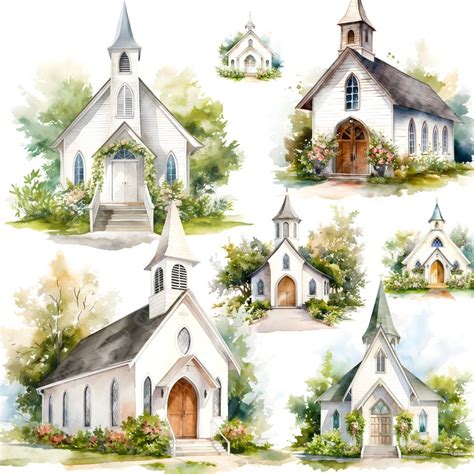 Watercolor Wedding Chapel Png Church Marriage Wedding Etsy