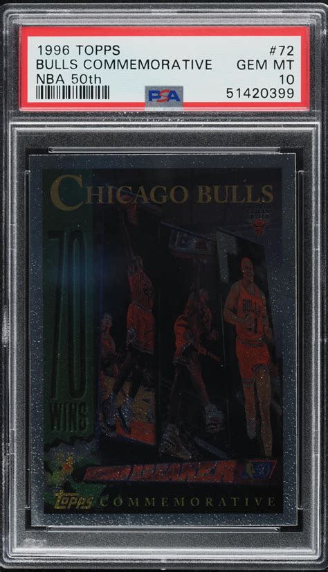 1996 97 TOPPS CHROME NBA 50TH BULLS COMMEMORATIVE W MICHAEL JORDAN 72