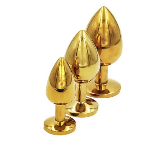 Hot Sex Toy Tool 3 Tamaño Acero Inoxidable Metal Oro Anal Plug Buy Sexo Anal Adulto Juguete