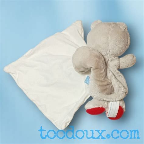 Sos Doudou Cureuil Sucre D Orge Cajou Gris Mouchoir Blanc