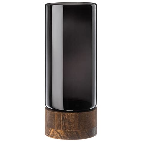 Ваза стеклянная на деревянной подставке 30 см серая 694-080 - купить за ...