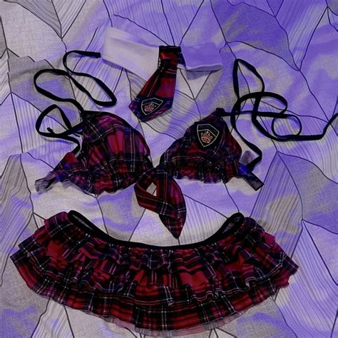 Dreamgirl Intimates Sleepwear Nwot Dreamgirl Red Plaid Naughty Schoolgirl Lingerie Outfit