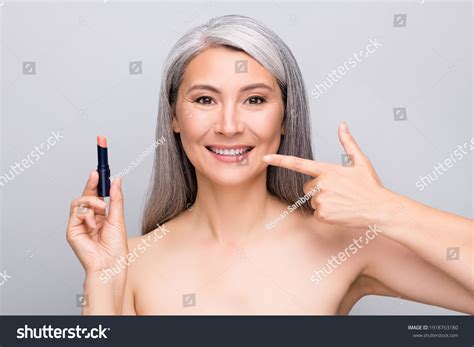 Portrait Attractive Nude Cheery Grayhaired Lady Stock Photo Shutterstock
