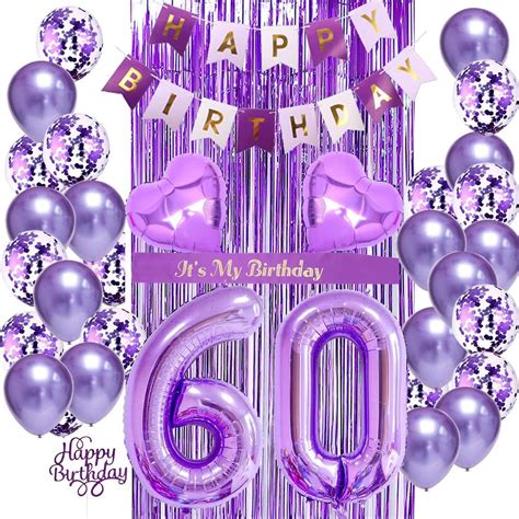 60th Birthday Decorations For Women 60th Birthday Balloons Purple