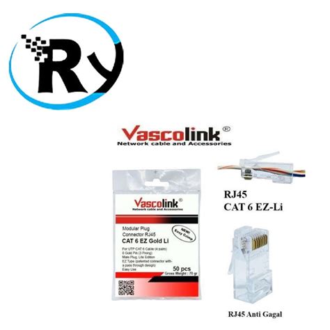 Jual Vascolink Ez Lite Konektor Cat Rj Gold Anti Gagal Ujung Tembus