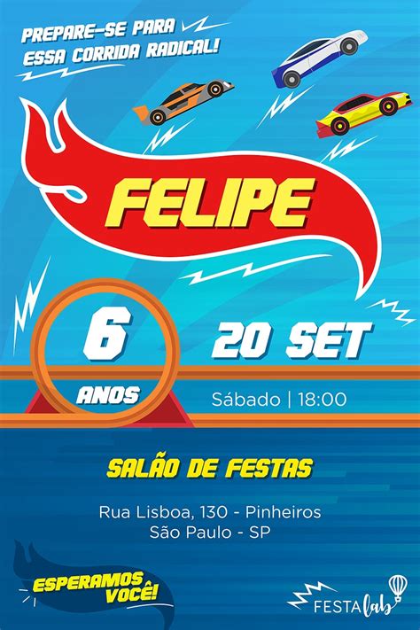 Convite Hot Wheels Para Editar Gr Tis