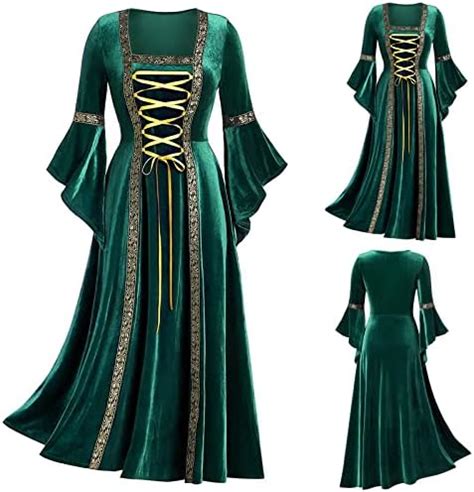 Renaissance Kleid F R Damen Samt Halloween Mittelalterliches